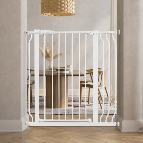 Only Supports Self Pickup  Extra Wide Baby Gate, Safety Dog Gate For Stairs, Easy Walk-through Self-closing Pet Gate For Houses, Doorways, White- (Color: White)