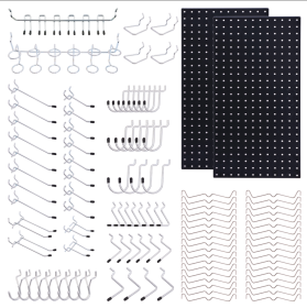 108-Piece Black Wall Management Kit, Including Pegboard And Hooks In Multiple Sizes, Ideal For Organizing Garages, Workshops, And Storage Rooms (Option: 108pcs)