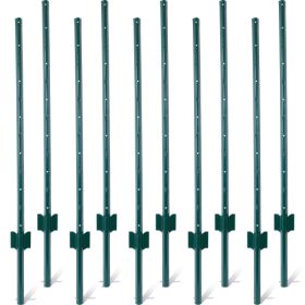 Fence Posts 3Feet - 10Pack, Heavy Duty Metal Fence Post With U-Channel, Steel Fence U-Post For Holding Garden Wire Fence, Corner Anchor Posts Etc (Option: 4Feet-10Pack)