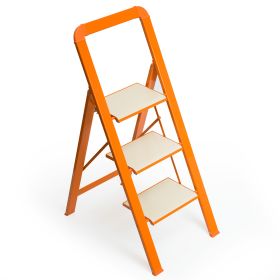 Lightweight Foldable Ladder In Aluminum (Option: Orange Multi)