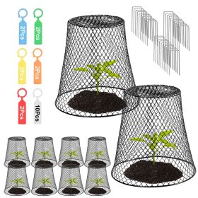 10Pack 9.25x9.25in Chicken Wire Cloches Plant Covers Metal Garden Cages Heavy Duty Plant Protectors With 30 Stakes 20 Labels Keep Bunnies Chicken (Option: 10Pack)