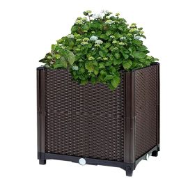 Raised Garden Bed With Self-watering System Rectangle Garden Planter For Garden Patio Balcony Elevated Planter Box For Flowers Vegetables Herbs (Option: 30X30X35cm)