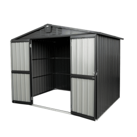 Outdoor Storage Shed 8.2'x 6.2', Metal Garden Shed For Bike, Trash Can, Galvanized Steel Outdoor Storage Cabinet With Lockable Door For Backyard, (Option: Dark gray)