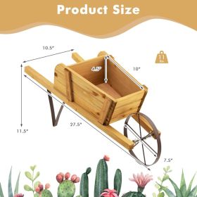 Wooden Wagon Planter with 9 Magnetic Accessories for Garden Yard (Option: Walnut)