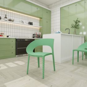 Haze Green Polypropylene Single Side Chair  One Piece Design For Indoor & Outdoor Use,suitable For Living Rooms, Dining Rooms, Gardens, Terraces (Option: Haze Green)