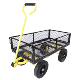 Solid Wheel Tool Trolley Garden Wood Cart (Option: Black Yellow Wagon cart Soli)